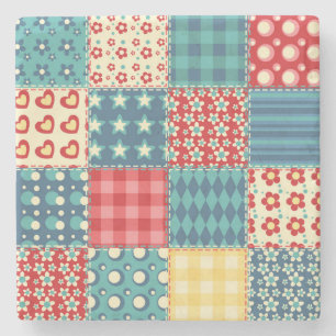Vintage quilt: patchwork background pattern. stone coaster