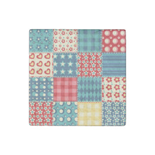 Vintage quilt: patchwork background pattern. stone magnet