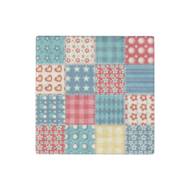 Vintage quilt: patchwork background pattern. stone magnet (Front)
