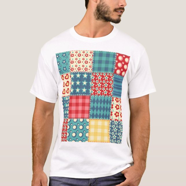 Vintage quilt: patchwork background pattern. T-Shirt (Front)