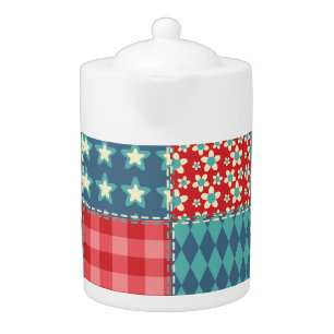 Vintage quilt: patchwork background pattern. teapot