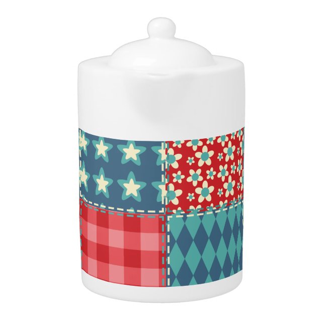 Vintage quilt: patchwork background pattern. teapot (Front)