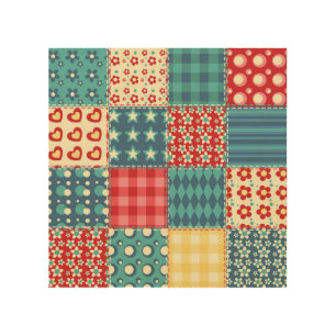 Vintage quilt: patchwork background pattern. wood wall art