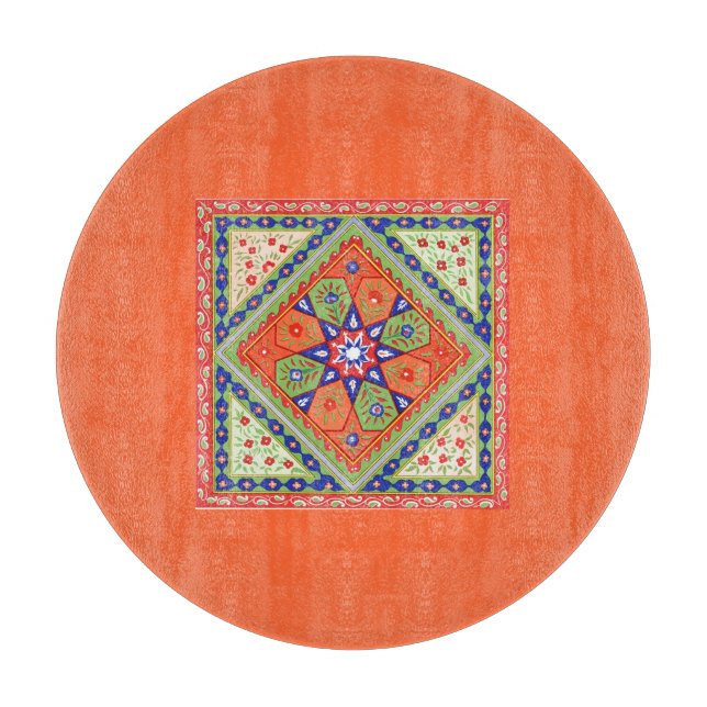 Vintage Quilt Pattern Cutting Board (Front)