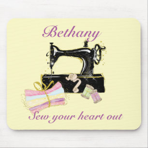 Vintage Quilting Sewing Machine Personalized Mouse Pad