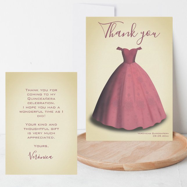Vintage Quinceañera mis quince thank you card (Creator Uploaded)