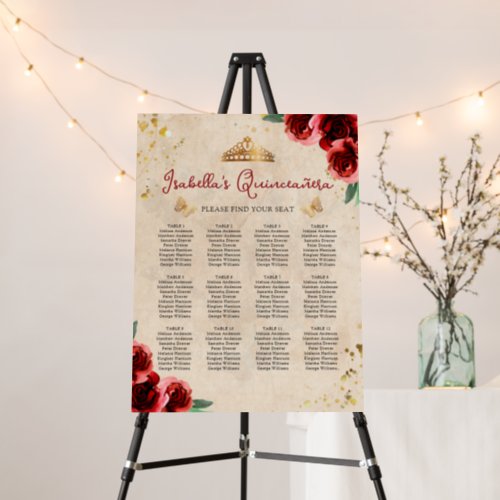 Vintage Quinceaera Table Seating Chart Foam Board