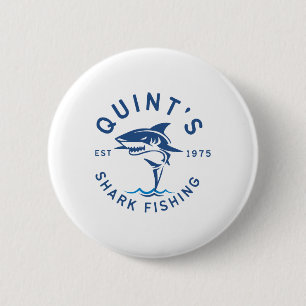 Vintage Quint's Shark Fishing 1975 Retro  Button