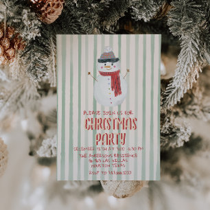 Vintage Quirky Hand Drawn Christmas Snowman Party Invitation