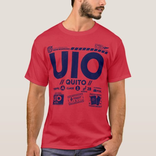 Vintage Quito UIO Airport Code Travel Day Retro Tr T_Shirt