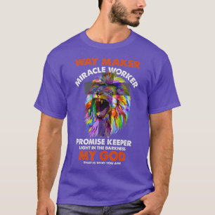 Vintage Quote Lion Cross Light Colorful Waymaker M T-Shirt