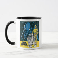 Vintage R2-D2, C-3PO, Darth Vader Star Collage Mug