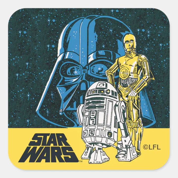 25 Star Wars Classic  Stickers Party Favors Teacher Supply Yoda Darth Vadar R2D2