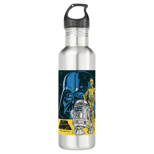 Vintage R2_D2 C_3PO Darth Vader Star Collage Stainless Steel Water Bottle