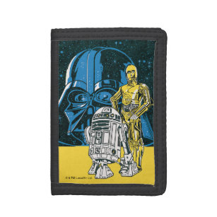 Vintage R2-D2, C-3PO, Darth Vader Star Collage Trifold Wallet
