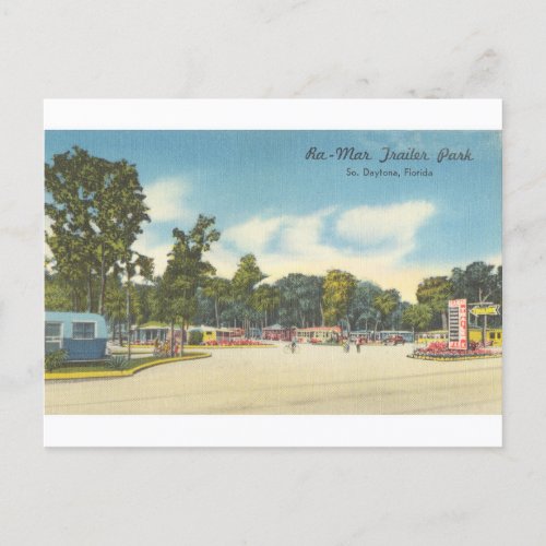 Vintage Ra_Mar Trailer Park Daytona Florida Postcard