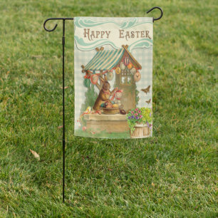 Vintage Rabbit And Easter Egg Garden Flag