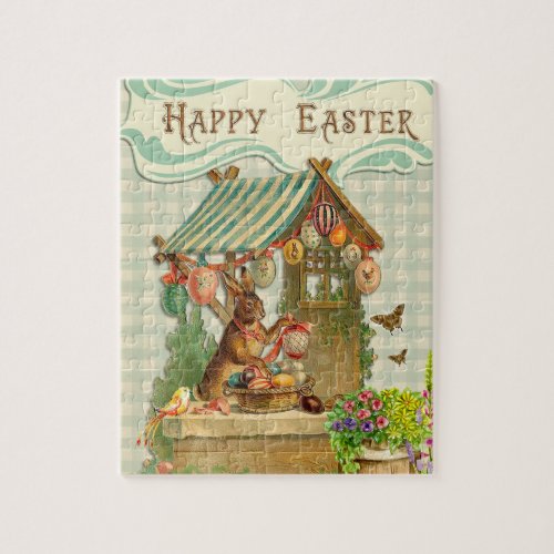 Vintage Rabbit  And Easter Egg  Jigsaw Puzzle