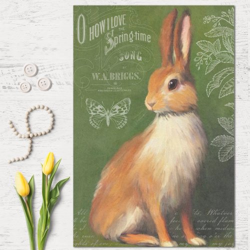 Vintage Rabbit and Ephemera Decoupage Tissue Paper