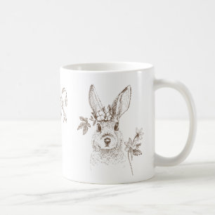 Vintage Rabbit and Flowers Coffee Mug
