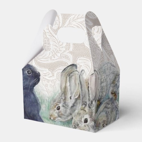 Vintage Rabbit and Lace Easter Party Favor Boxes