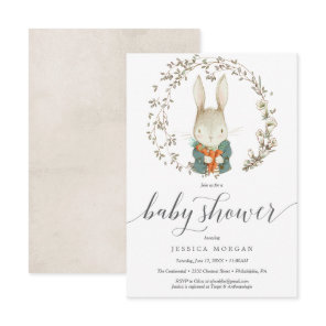 Vintage Rabbit Baby Shower Invitation Card