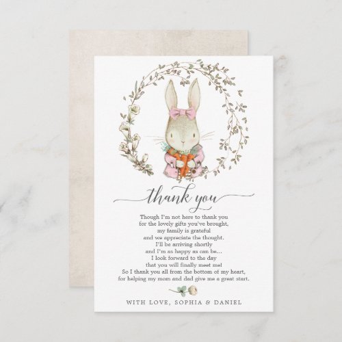 Vintage Rabbit Baby Shower Thank You Card