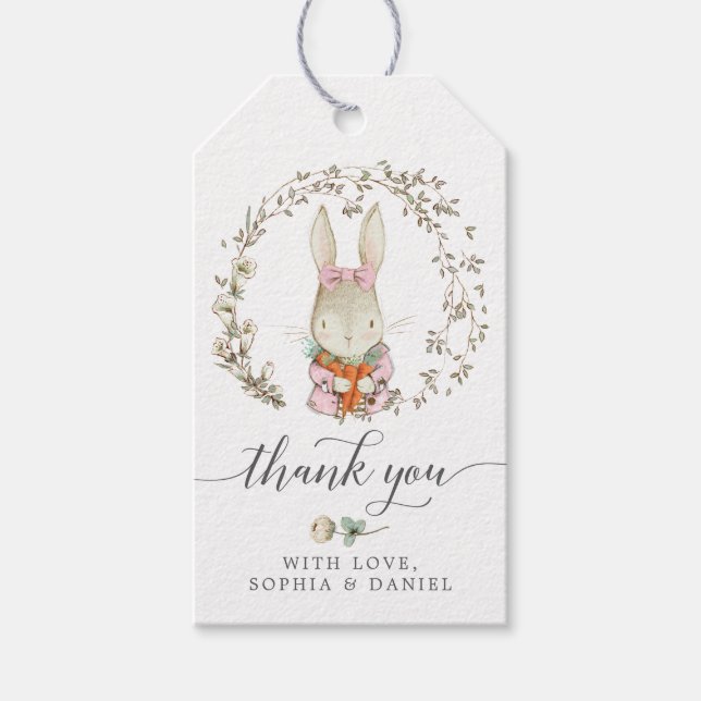 Vintage Rabbit Baby Shower Thank You Favors Gift T Gift Tags (Front)