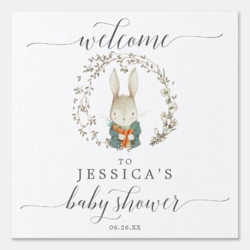 Vintage Rabbit Baby Shower Welcome Sign and Favors