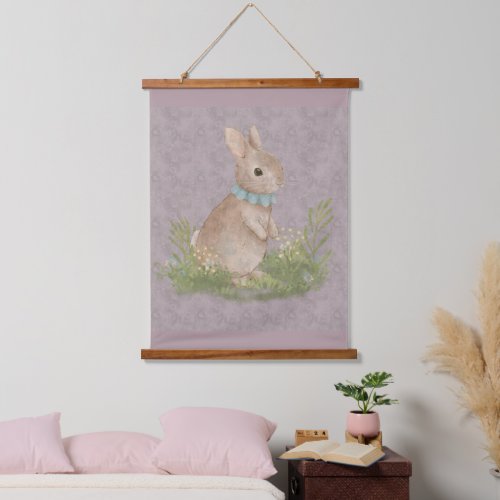 vintage rabbit beatris with flowers hanging tapest hanging tapestry