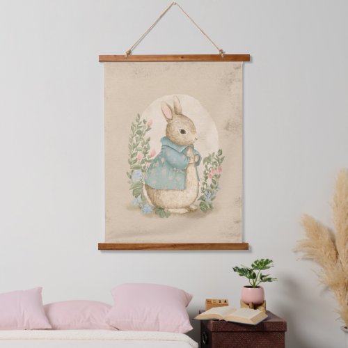 vintage rabbit beatris with flowers hanging tapestry