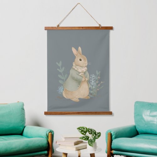 vintage rabbit beatris with flowers  hanging tapestry