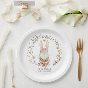 Vintage Rabbit Botanical Baby Shower Decor Paper P Paper Plates