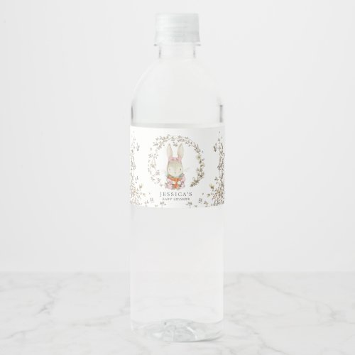 Vintage Rabbit Botanical Baby Shower Decor Water B Water Bottle Label