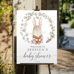 Vintage Rabbit Botanical Baby Shower Welcome Foam  Board