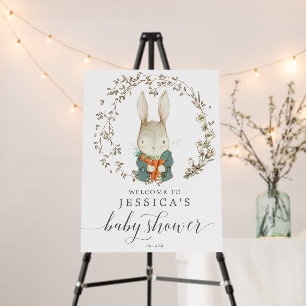 Vintage Rabbit Botanical Baby Shower Welcome Foam Board