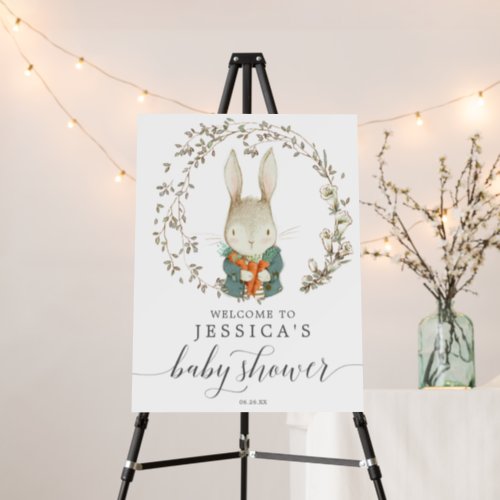 Vintage Rabbit Botanical Baby Shower Welcome Foam Board