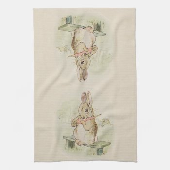Vintage Rabbit   Bunny Sepia Pastel Kitchen Towel by myMegaStore at Zazzle