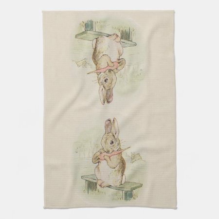 Vintage Rabbit,  Bunny Sepia Pastel Kitchen Towel