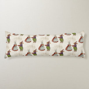Vintage Rabbit Couple in Victorian Clothing Body Pillow