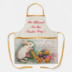 Vintage Rabbit Easter Eggs Holiday Apron