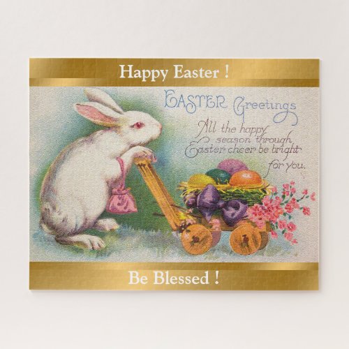 Vintage Rabbit Easter Eggs Holiday Jigsaw Puzzle