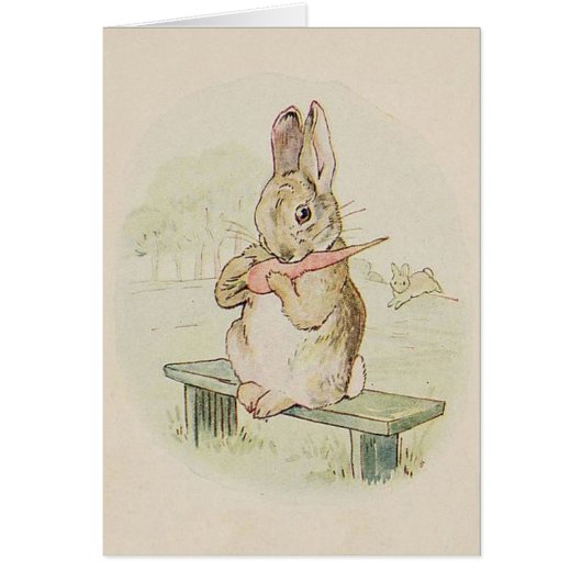 VINTAGE RABBIT EATING A CARROT, CUTE BUNNY GIFT (Front)
