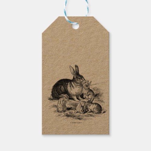 Vintage rabbit family _ drawing   no2 gift tags