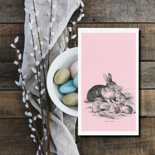 Vintage rabbit family - drawing paper guest towels