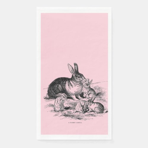 Vintage rabbit family _ drawing  paper guest towels