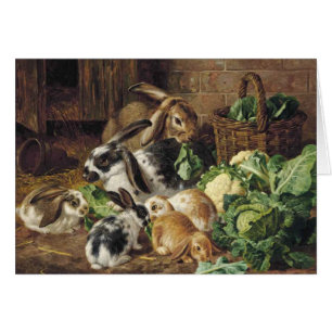 Vintage - Rabbit Family Eating Vegetables, Cards