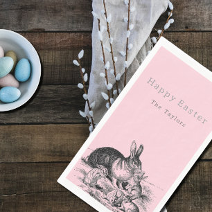 Vintage rabbit family - Happy Easter Paper Guest Towels
