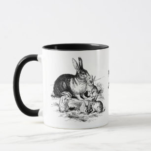 Vintage Rabbit Family Illustration, Baby Bunnies Mug