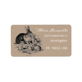 Vintage rabbit family - personalized label